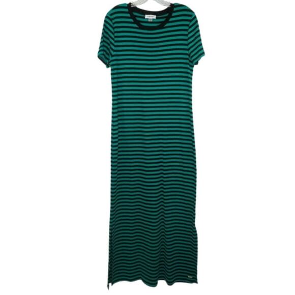 Calvin Klein Dresses & Skirts - Calvin Klein green and black stripped maxi dress size Medium